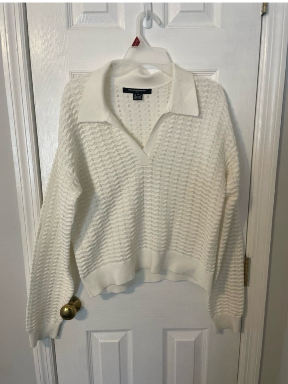 White Collared 100% Cotton French Connection Sweater